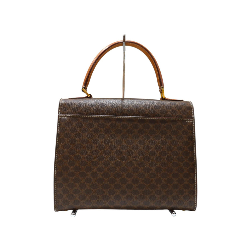 CELINE Macadam Turnlock Handbag Tote Bag Brown Leather - Picture 4 of 9